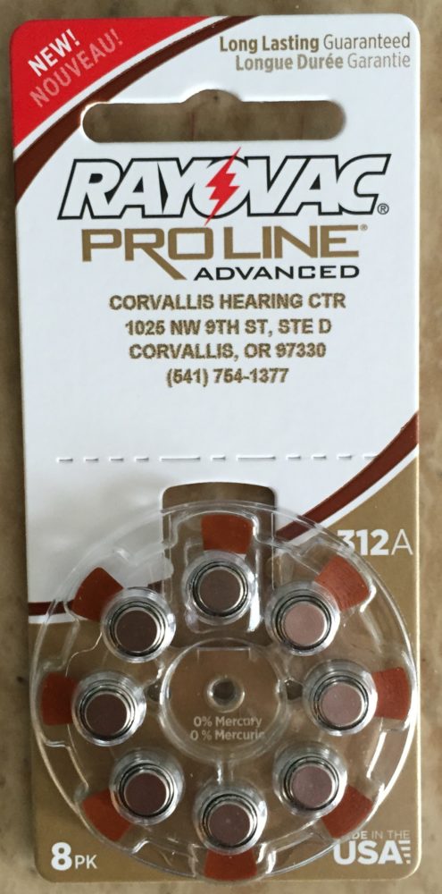 Rayovac 312A Hearing Aid Batteries available at Corvallis Hearing Center Corvallis, Oregon
